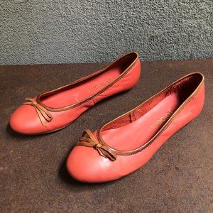 Anthropologie J Bloom Coral Leather Ballet Flats